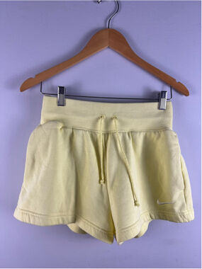 Nike Sportswear Club Fleece Shorts Butter Yellow Drawstring Cotton Size Small